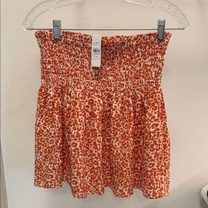 LOFT Smocked Waist Mini Skirt in Orange Animal Print